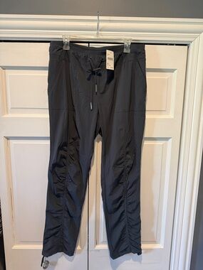 Women's Black Drawstring Ruched Jogger Pants